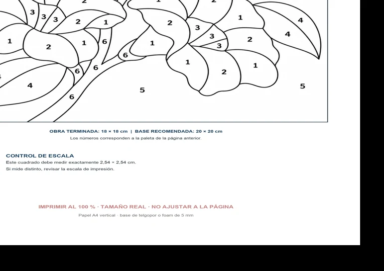 Plantilla numerada del mismo diseño de lapacho rosado